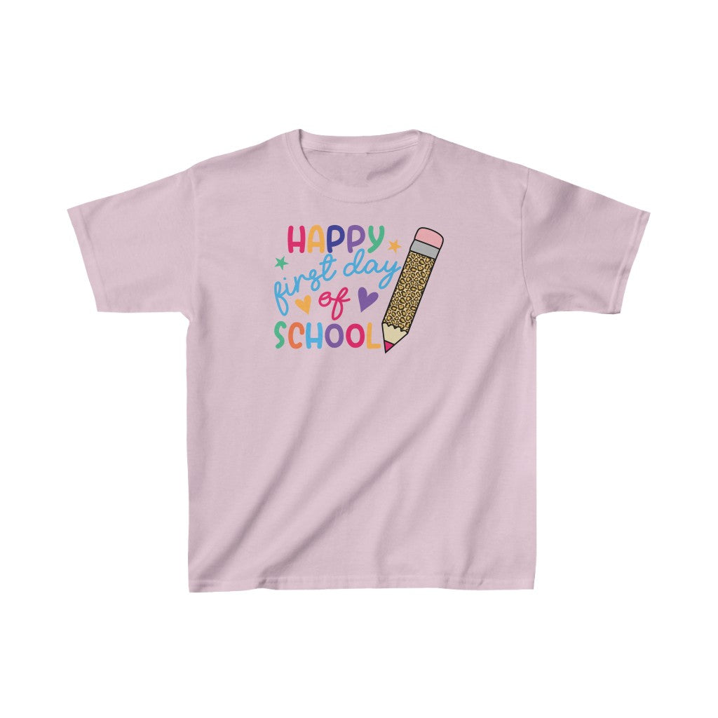 Happy First Day of School Leopard Pencil Kids Shirt