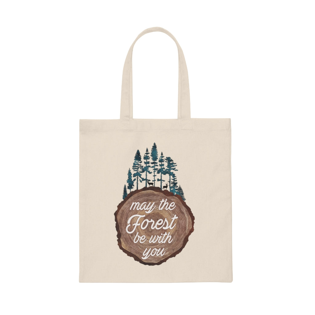 May the Forest Be With You Punny Natural Canvas Tote Bag