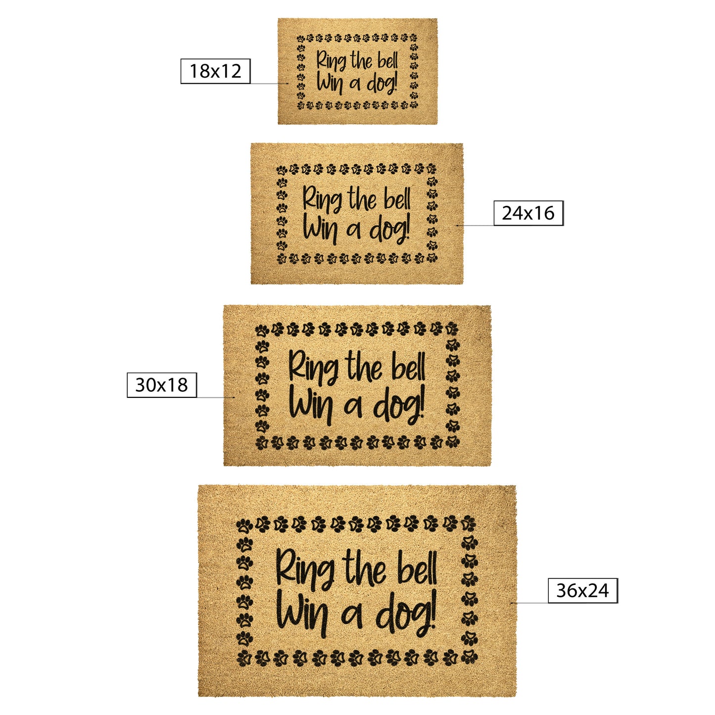 Ring the Bell Win a Dog Door Mat, Perfect Entry Mat for Every Dog Lover's Home, Housewarming Gift