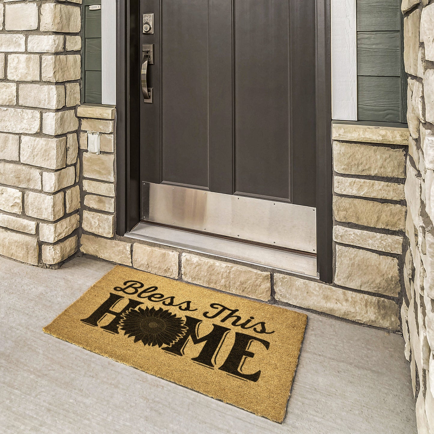 Welcome Sunflower Door Mat, Flower Theme Doormat, Spring Decor, Housewarming Gift, Front Door Mat, Closing Gift, Gift From Realtor