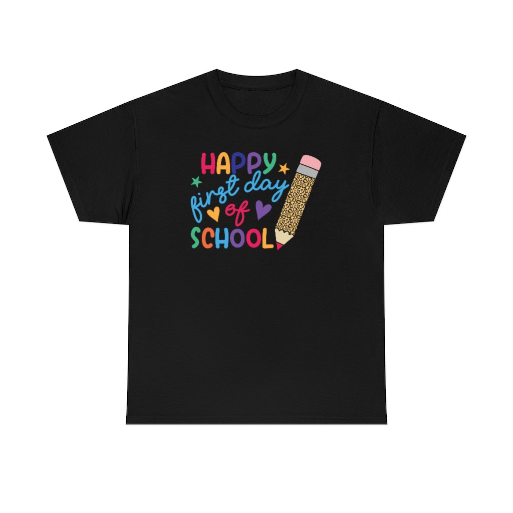 Happy First Day of School Leopard Pencil Adult Tee