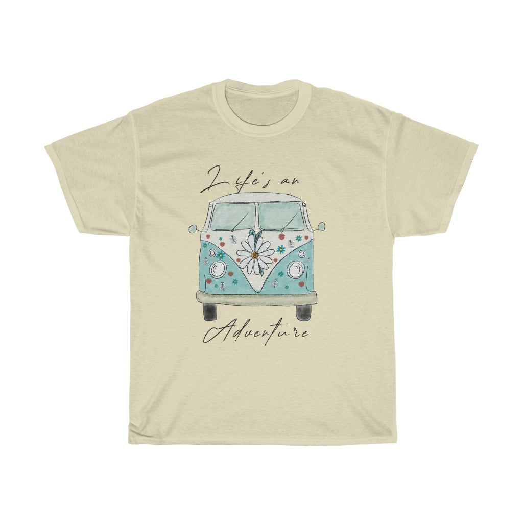 Life's an Adventure  Retro VW Bus Heavy Cotton T-Shirt