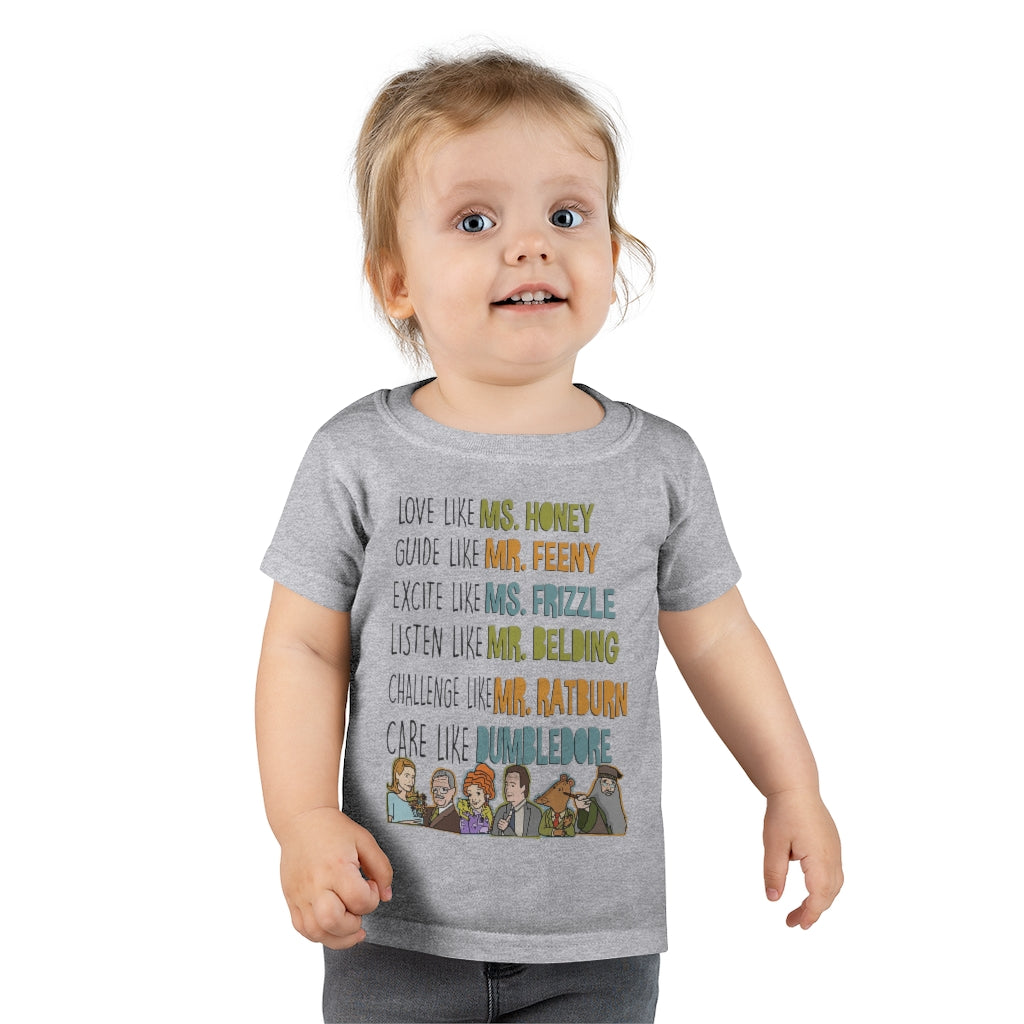 Love Guide Excite Listen Challenge Care like teachers Toddler tee