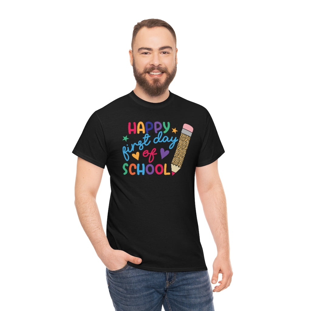 Happy First Day of School Leopard Pencil Adult Tee