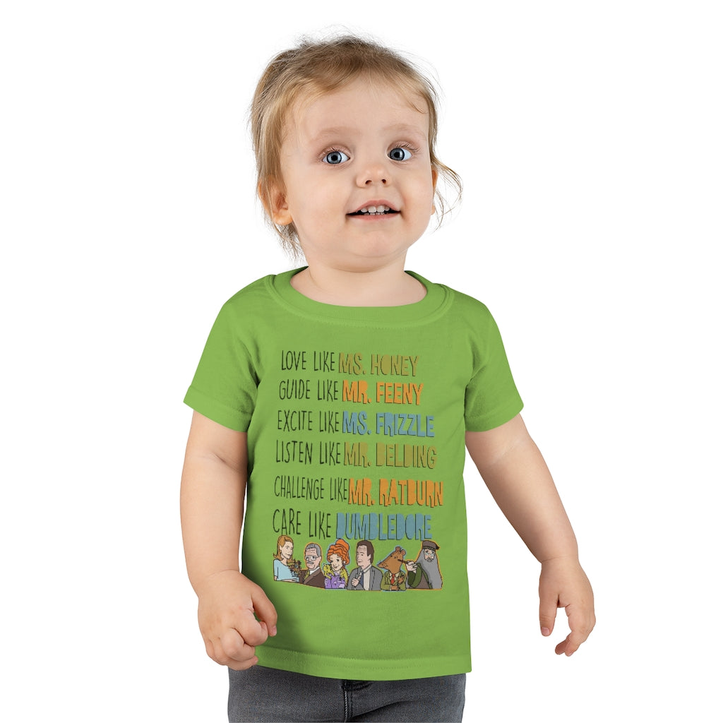 Love Guide Excite Listen Challenge Care like teachers Toddler tee