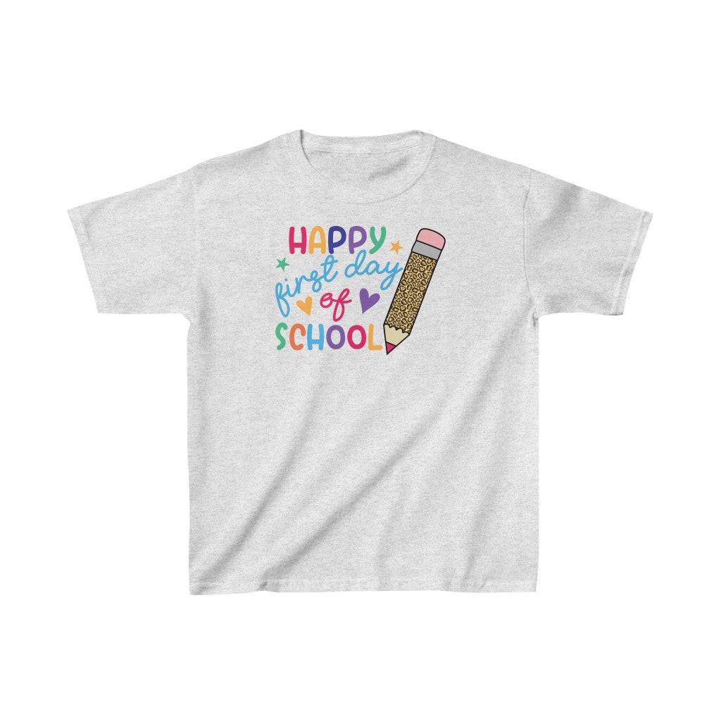 Happy First Day of School Leopard Pencil Kids Shirt