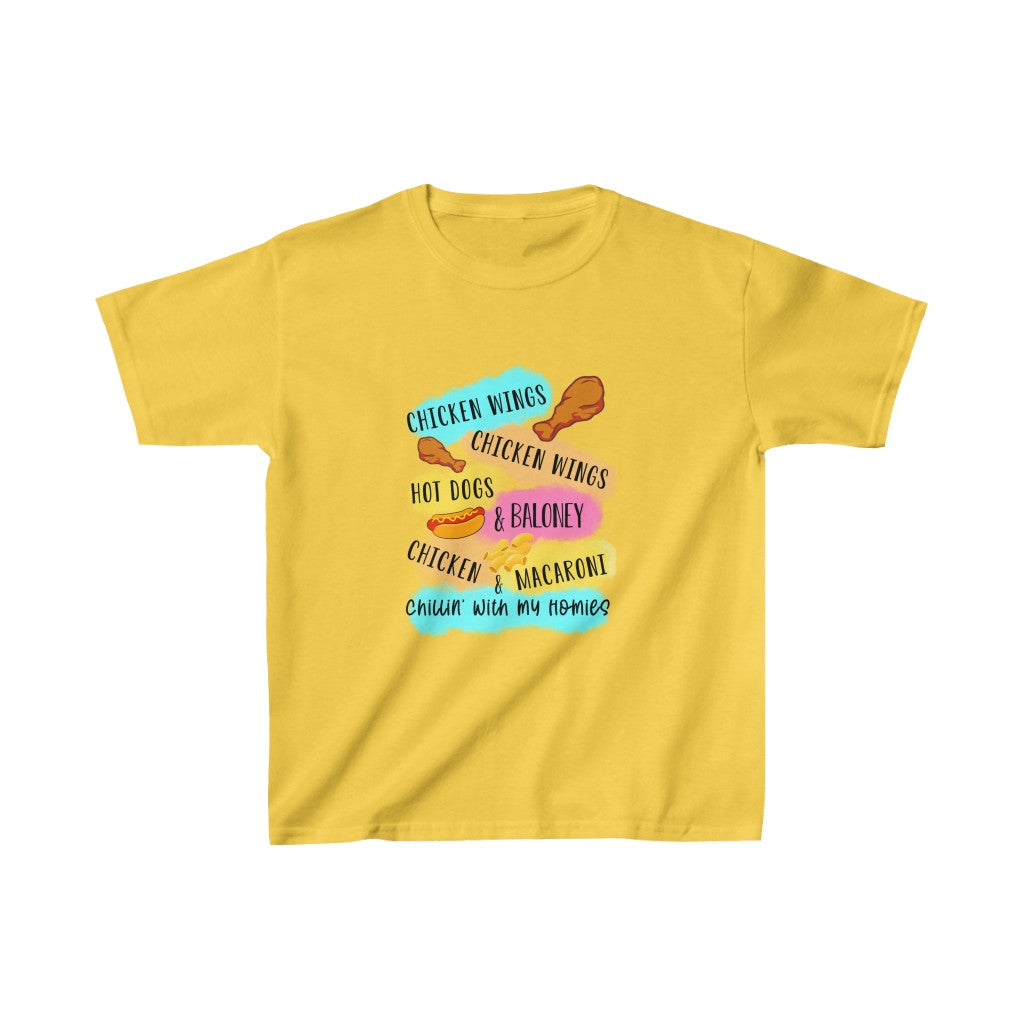 Chicken Wing Hot Dog N Baloney Chicken And Macaroni Chillin With My Homies Kid's T-shirt