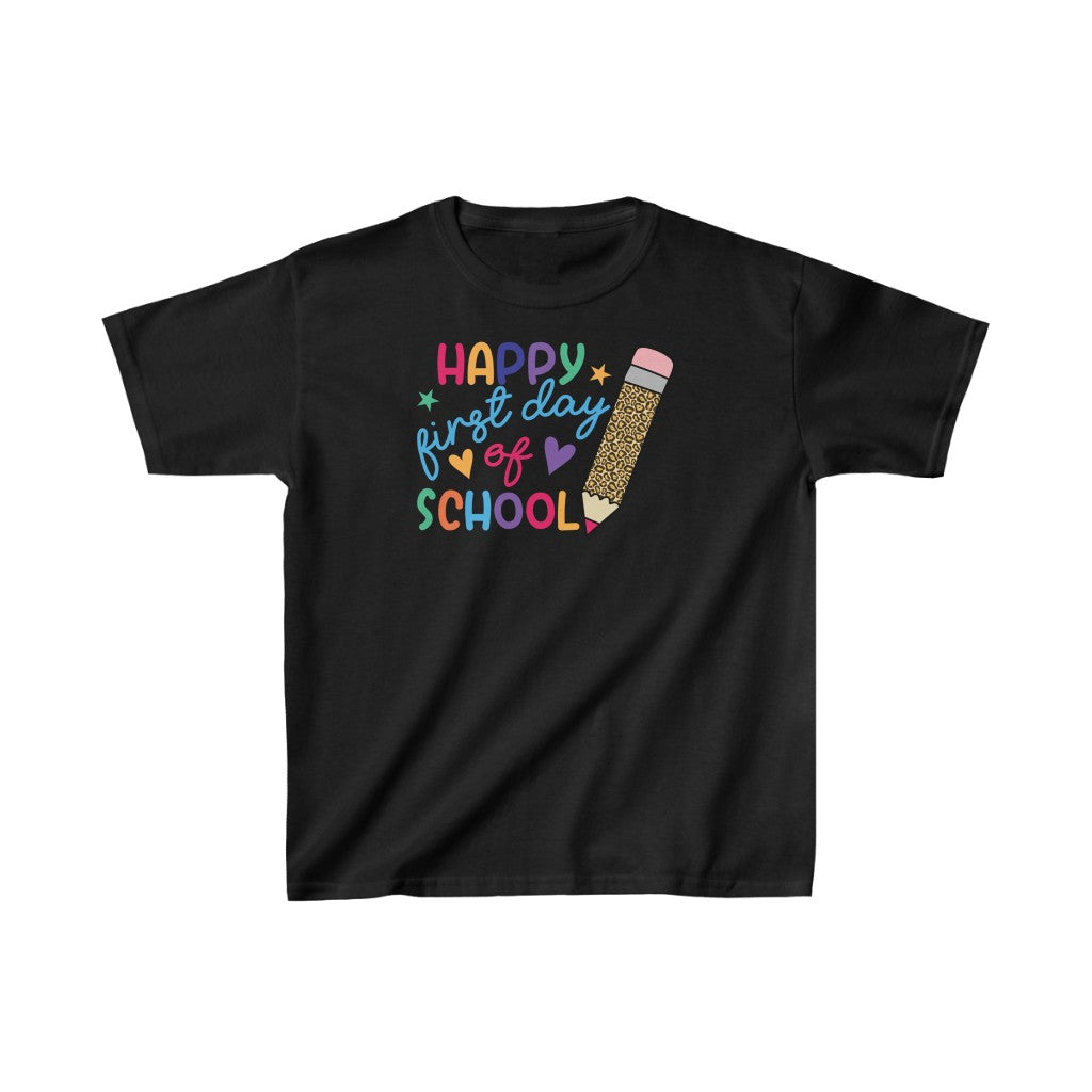 Happy First Day of School Leopard Pencil Kids Shirt
