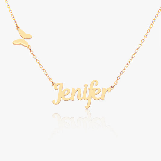 Dainty Butterfly Necklace with Custom Name