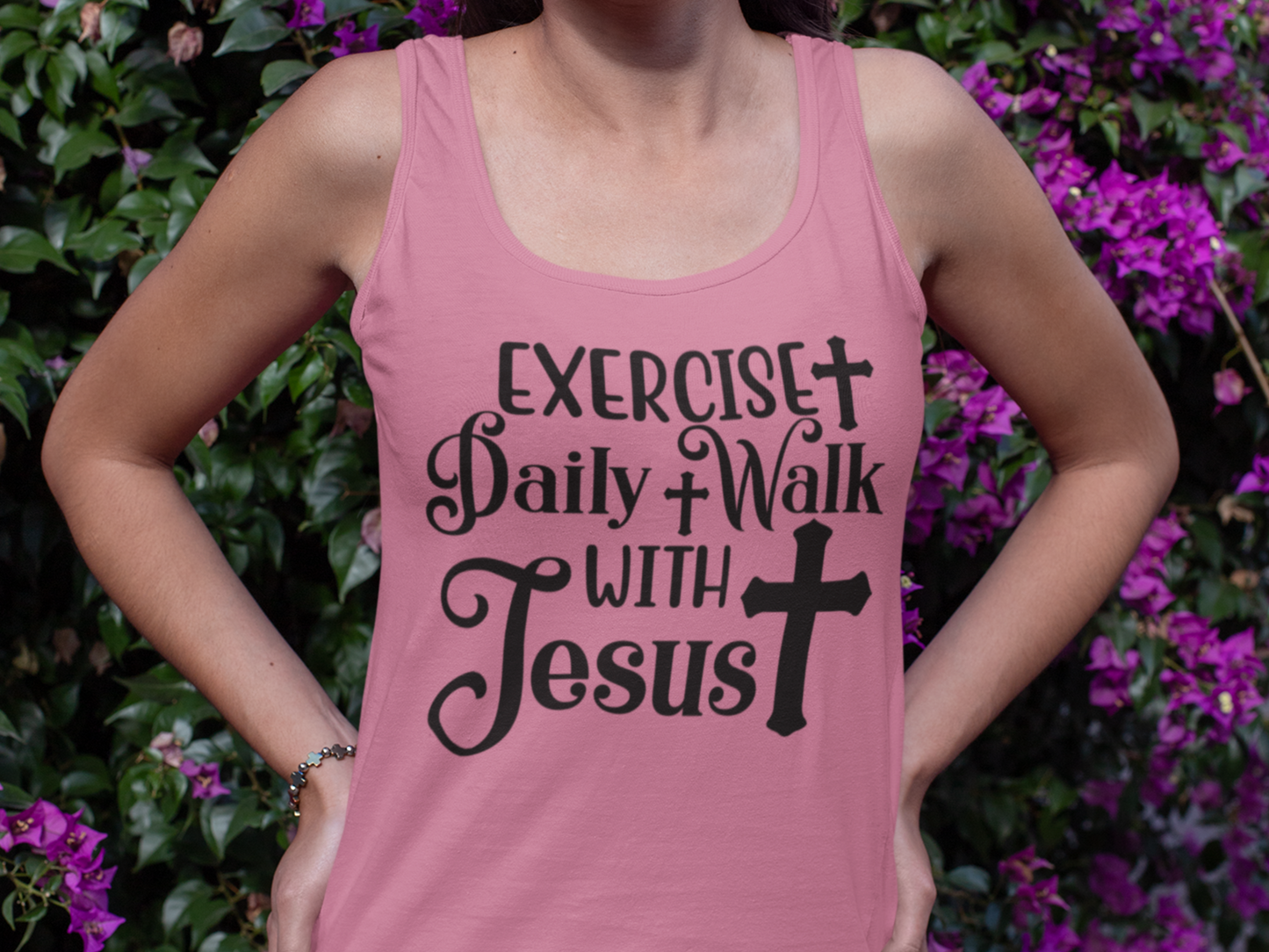 Exercise Daily Walk With Jesus Racerback Tank