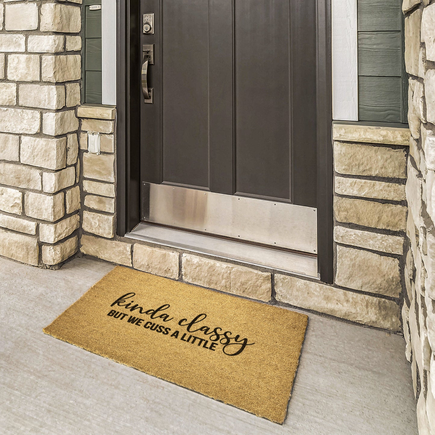 Kinda Classy But We Cuss doormat, funny doormat, new house gift, custom doormat, outdoor coir mat