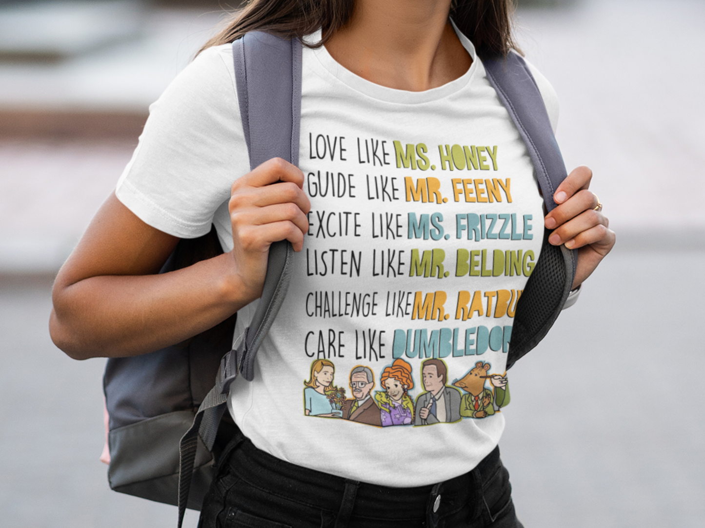 Love Guide Excite Listen Challenge Care like teachers T-shirt