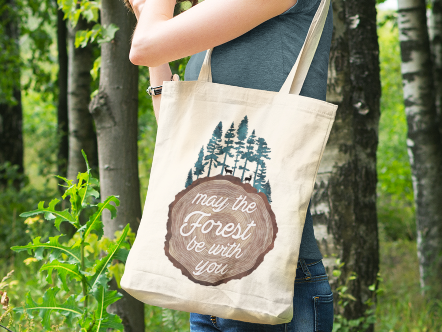 May the Forest Be With You  Punny Natural Canvas Tote Bag