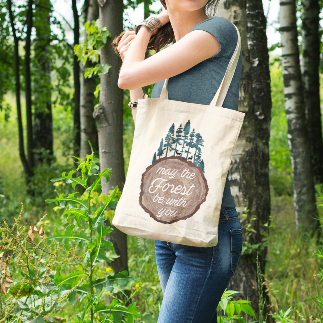 May the Forest Be With You  Punny Natural Canvas Tote Bag