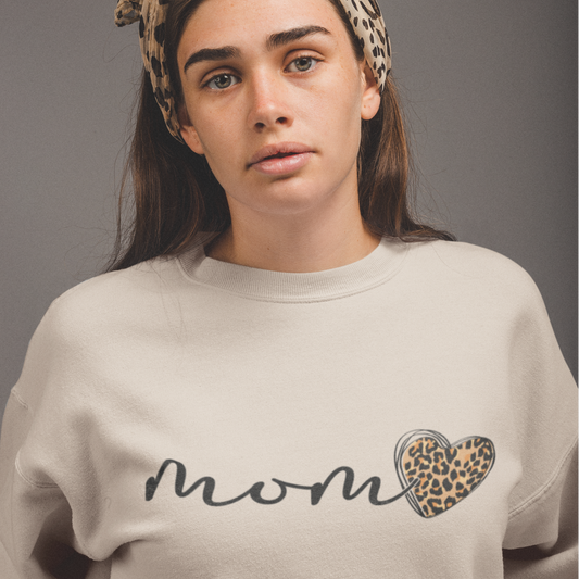 Mama Leopard Print Heart Sweatshirt