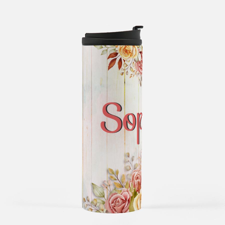 Personalized Summer Flowers Rustic Thermal Tumbler 16 oz.