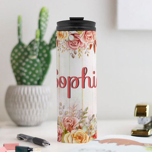 Personalized Summer Flowers Rustic Thermal Tumbler 16 oz.