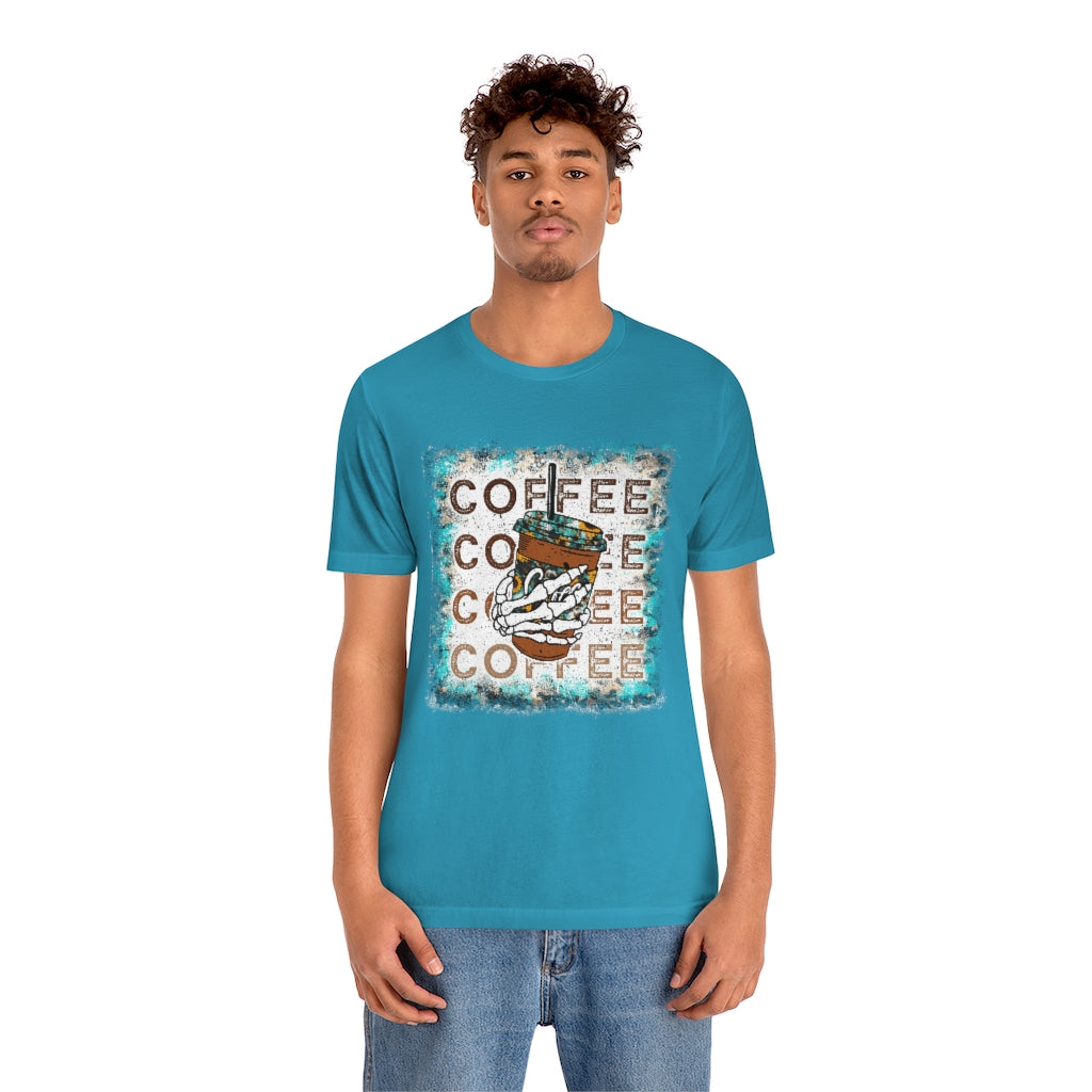 Iced Coffee Skeleton Vintage Bleached Effect T-shirt,