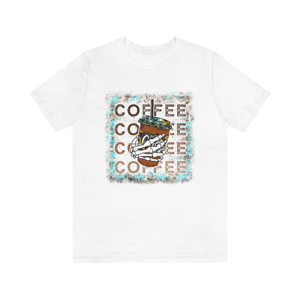 Iced Coffee Skeleton Vintage Bleached Effect T-shirt,