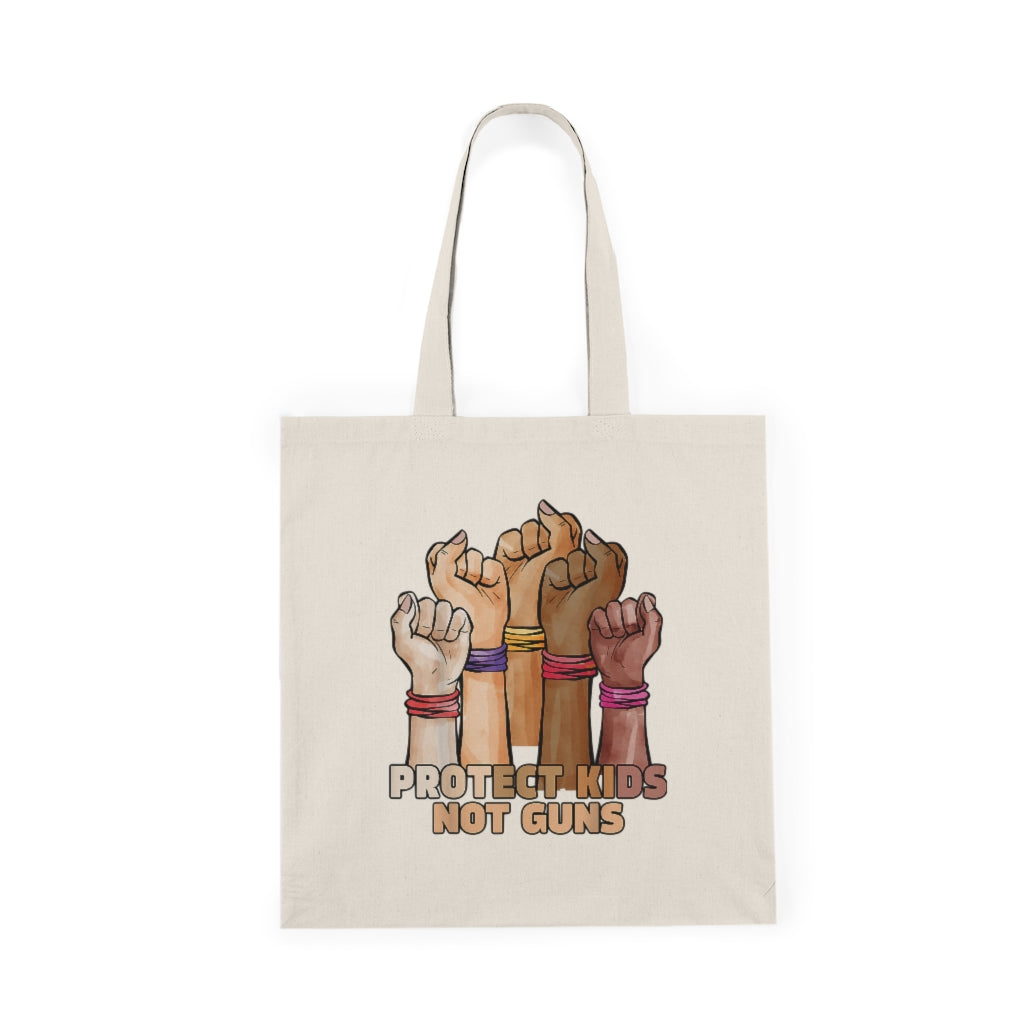 Protect Kids Not Guns Natural Tote Bag to protest gun violence against children in schools