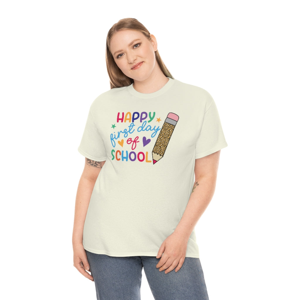 Happy First Day of School Leopard Pencil Adult Tee