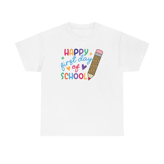 Happy First Day of School Leopard Pencil Adult Tee