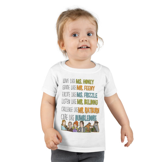 Love Guide Excite Listen Challenge Care like teachers Toddler tee
