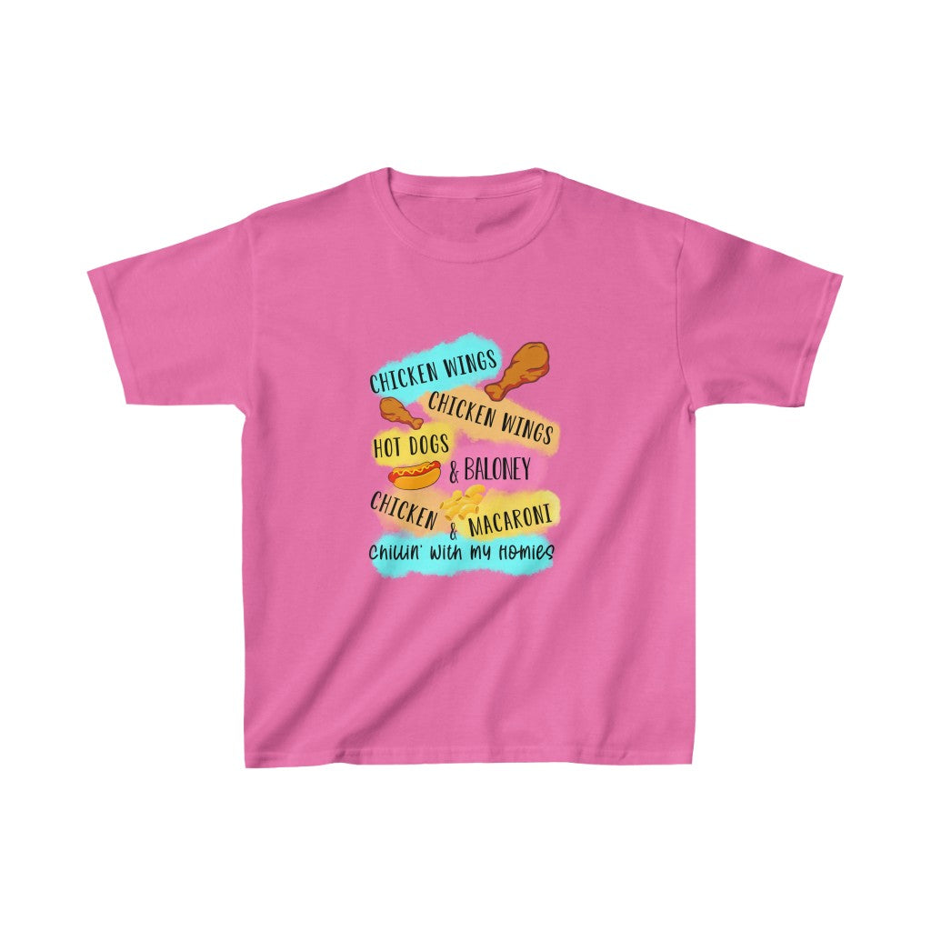 Chicken Wing Hot Dog N Baloney Chicken And Macaroni Chillin With My Homies Kid's T-shirt
